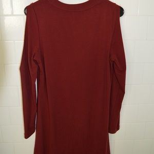 Red shoulder less dress